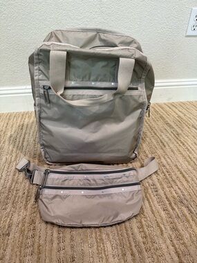 Lesportsac Beige Nylon Backpack with Matching Belt Bag